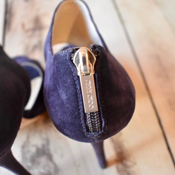 Jimmy Choo Plum Peep Toe Suede Privacy Pumps - Picture 4 of 5